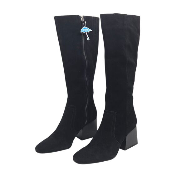 Aqua‎ College Women Tori Waterproof Black Suede Knee-High Boots 10M Side Zipper - Picture 5 of 16